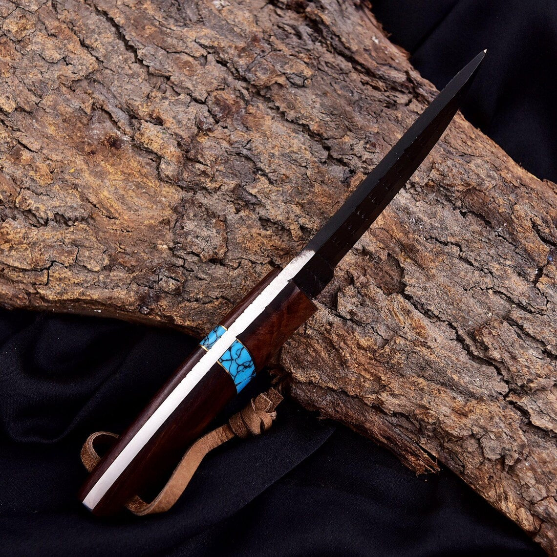 Western Belt Knife - 8" Handmade Rasp Steel Blade Razor sharp knife leather sheath