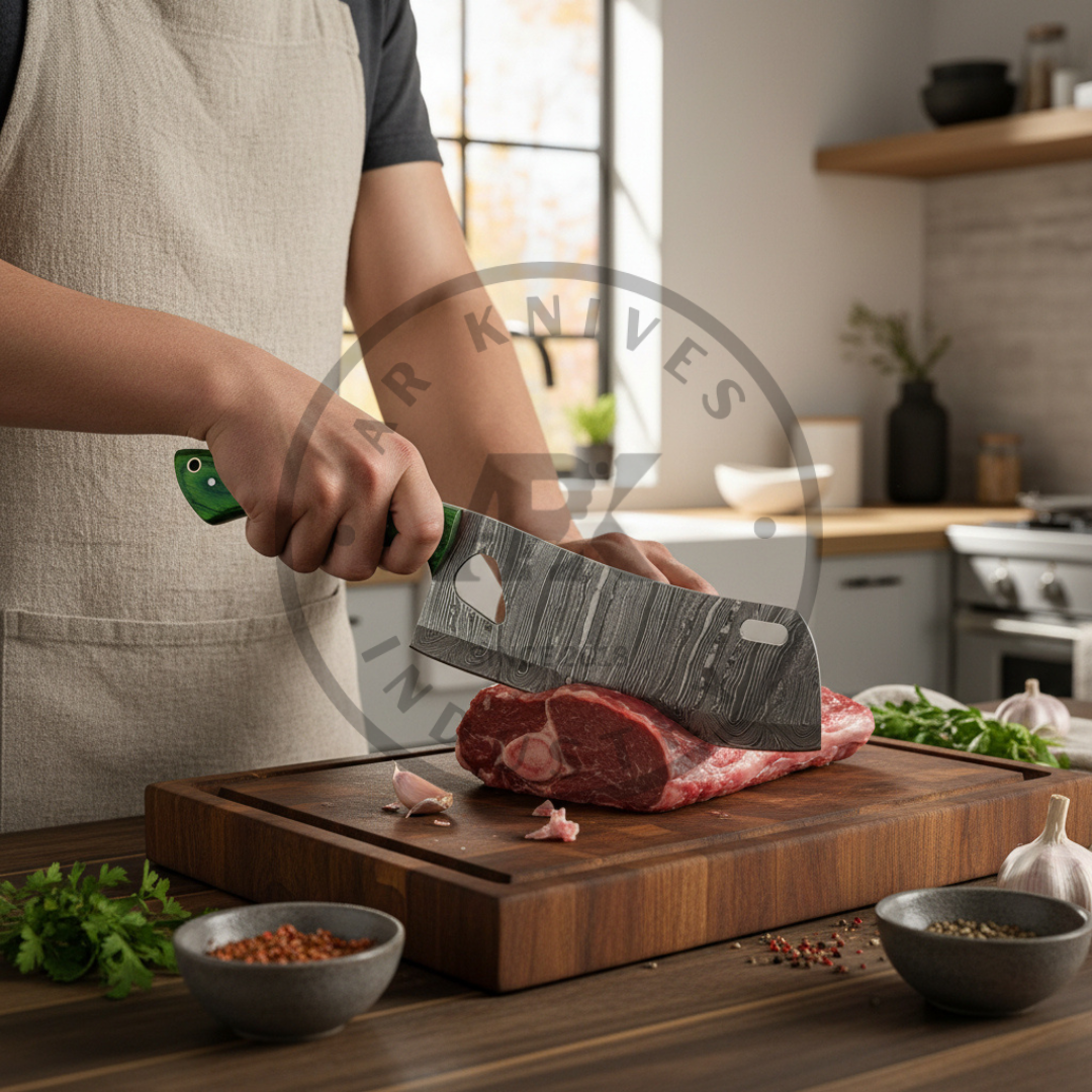 Handmade Damascus Steel Chef Knife 7 Inch Blade | Wooden Handle Professional Kitchen Knife