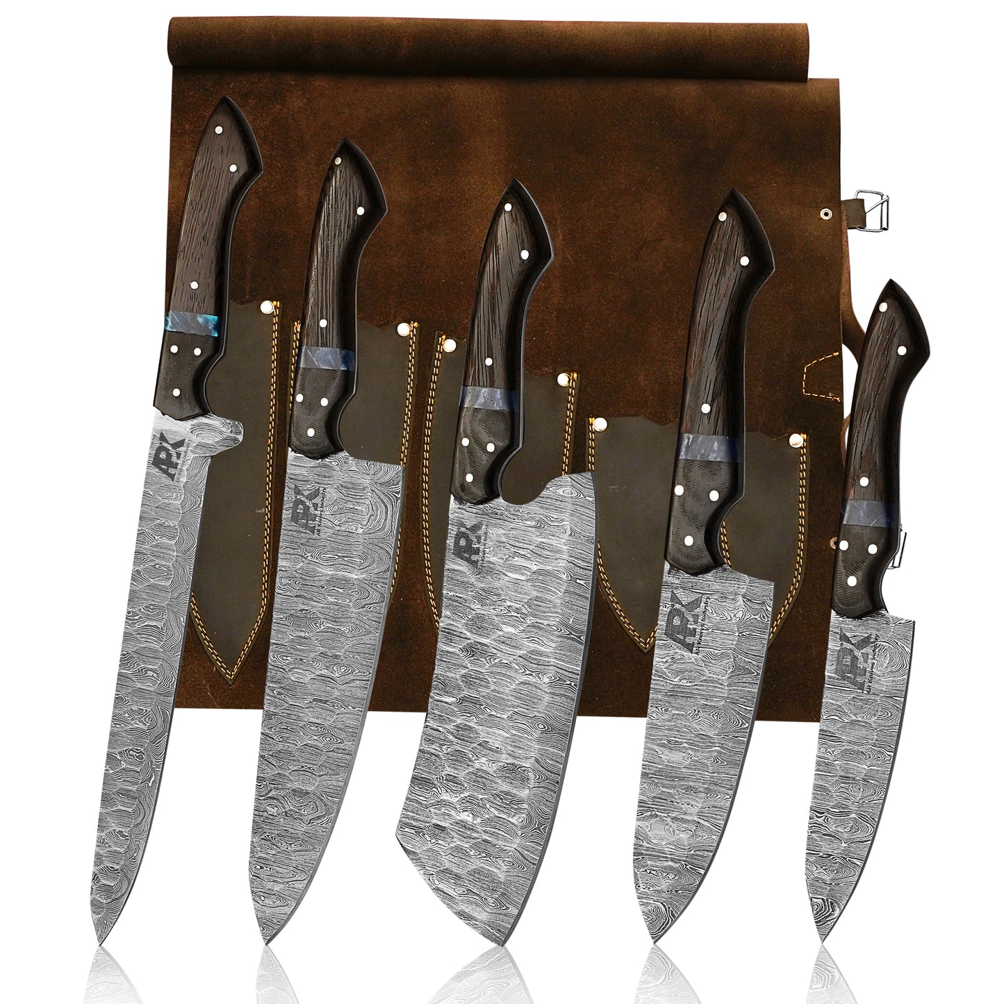 Premium Damascus Chef Knife Set – 5-Piece Professional Kitchen Collection