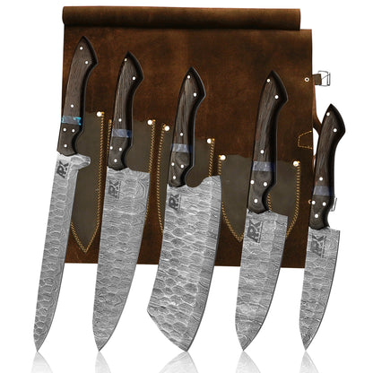 Premium Damascus Chef Knife Set – 5-Piece Professional Kitchen Collection