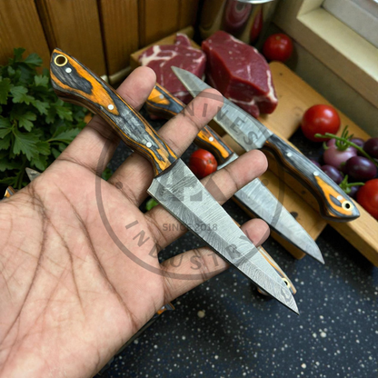 Handmade Damascus Steel Chef Knife 7 Inch Blade | Wooden Handle Professional Kitchen Knife