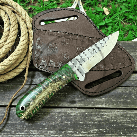 Handmade 7-Inch Rasp Cowboy Fixed Blade Knife with Leather Sheath outdoor use honeycone