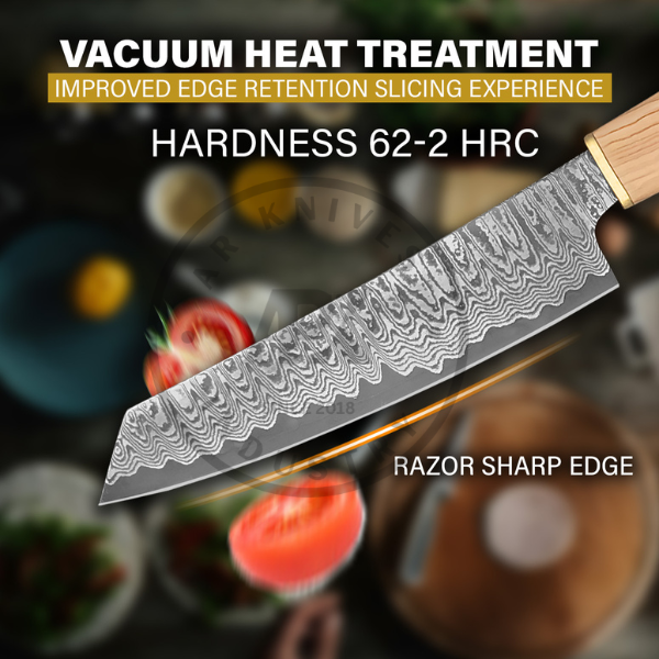Handmade Damascus Steel Chef Knife 7 Inch Blade | Wooden Handle Professional Kitchen Knife