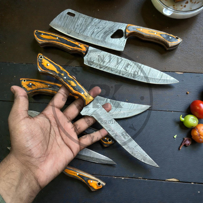 Handmade Damascus Steel Chef Knife 7 Inch Blade | Wooden Handle Professional Kitchen Knife