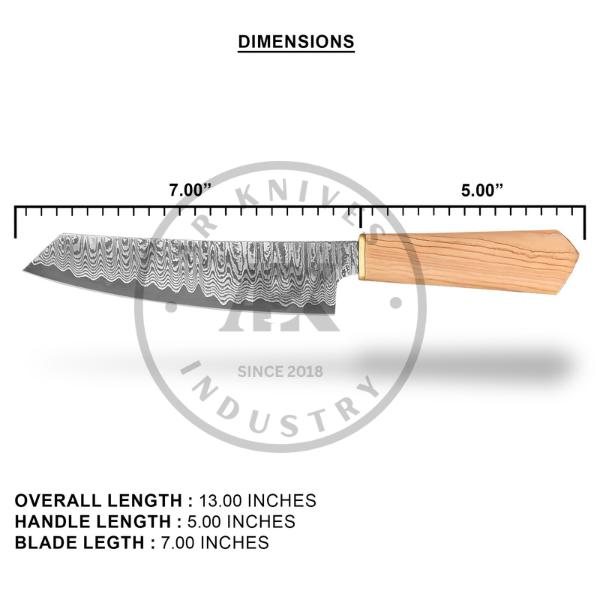 Handmade Damascus steel chef knife 7 inch blade Wooden handle professional chef knife