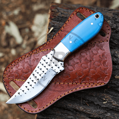 Handmade rasp steel Bull cutter with pancake leather sheath Cowboy/cons-ration Knife