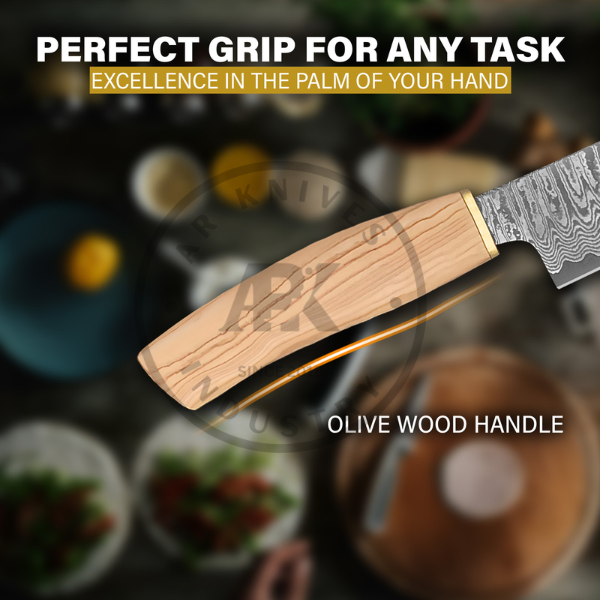Handmade Damascus Steel Chef Knife 7 Inch Blade | Wooden Handle Professional Kitchen Knife