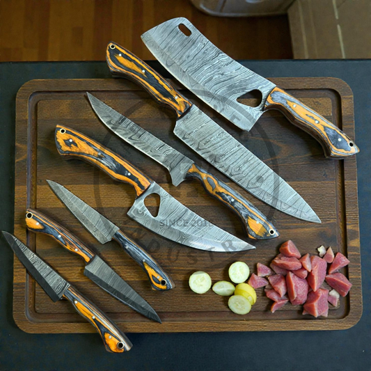 Handmade Damascus Steel Chef Knife 7 Inch Blade | Wooden Handle Professional Kitchen Knife