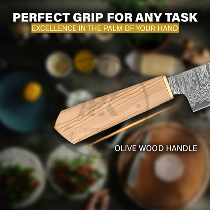 Handmade Damascus steel chef knife 7 inch blade Wooden handle professional chef knife