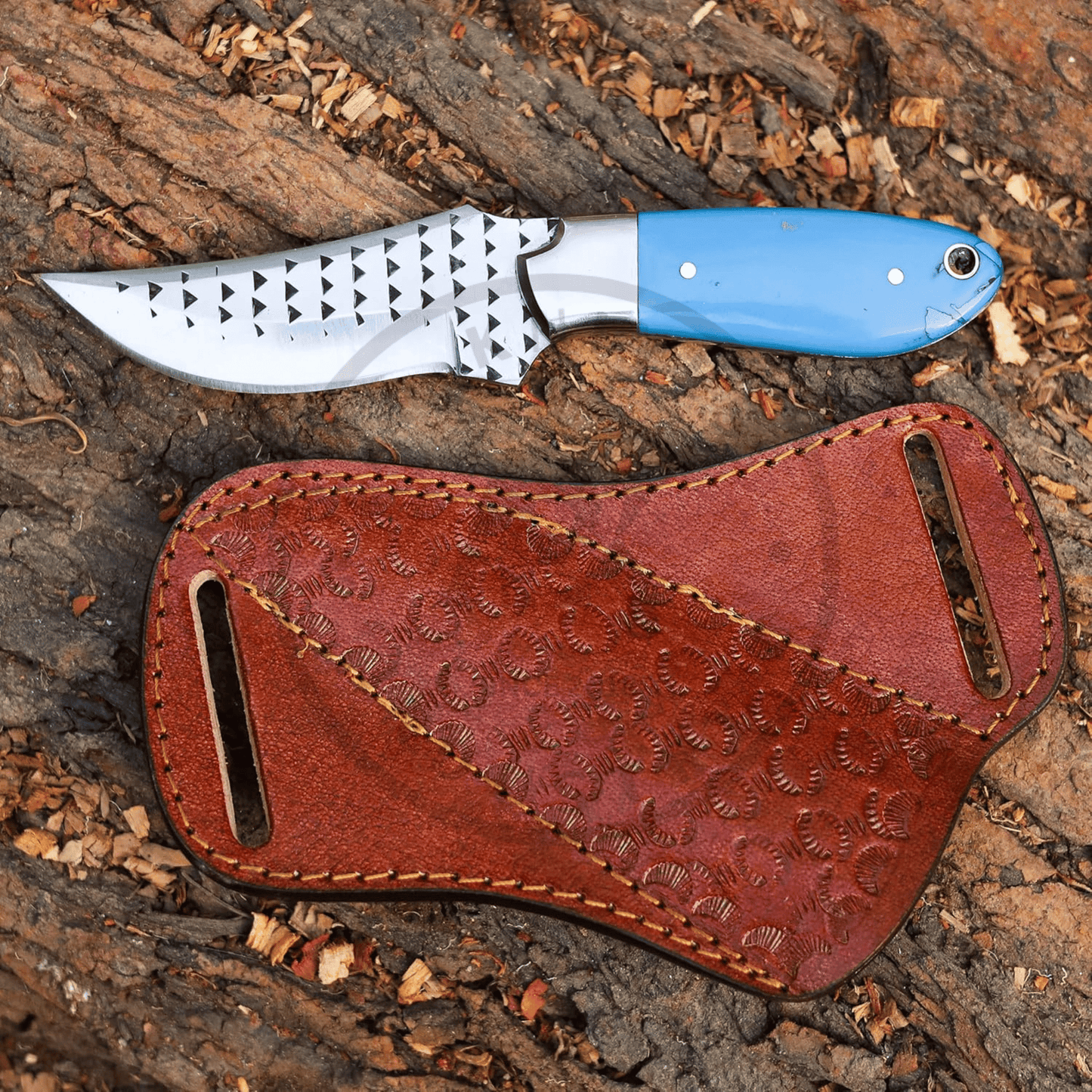 Handmade rasp steel Bull cutter with pancake leather sheath Cowboy/cons-ration Knife
