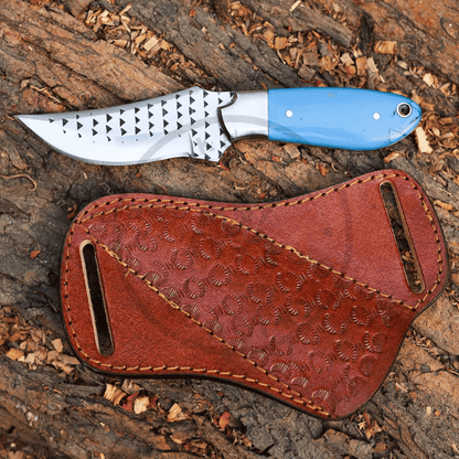 Handmade rasp steel Bull cutter with pancake leather sheath Cowboy/cons-ration Knife