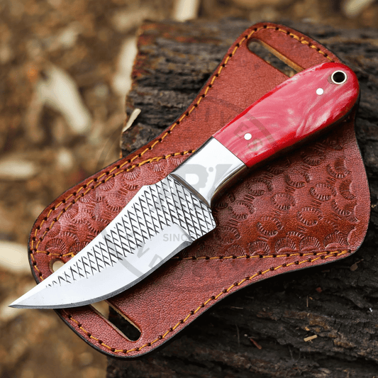 Rasp Knife – Handmade 4" Cowboy Castrating Bull Cutter with Antler Horn Handle