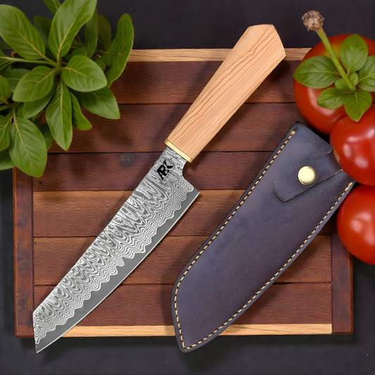 Handmade Damascus steel chef knife 7 inch blade Wooden handle professional chef knife