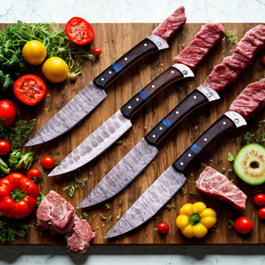 Premium Steak Knife Set – Razor Sharp Serration-Free Blades with Ergonomic Wood Handles (Set of 4)
