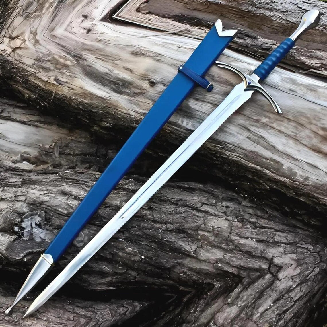 Glamdring Sword Replica 44 Inch – Medieval Fantasy Long Sword – Stainless Steel Display Sword with Blue Leather Grip