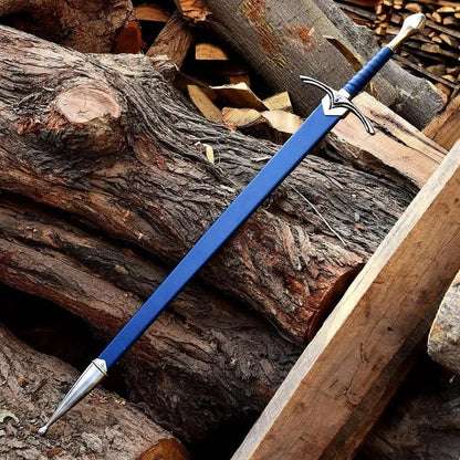 Glamdring Sword Replica 44 Inch – Medieval Fantasy Long Sword – Stainless Steel Display Sword with Blue Leather Grip