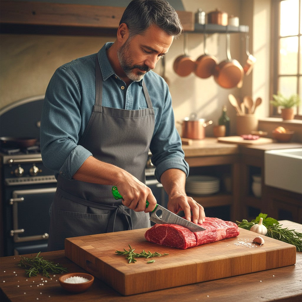 Premium Damascus Steel Kitchen Knife Set (7-Piece) – Hand-Forged Chef Knives Red & Black Wood Handles