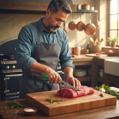 Premium Damascus Steel Kitchen Knife Set (7-Piece) – Hand-Forged Chef Knives Red & Black Wood Handles