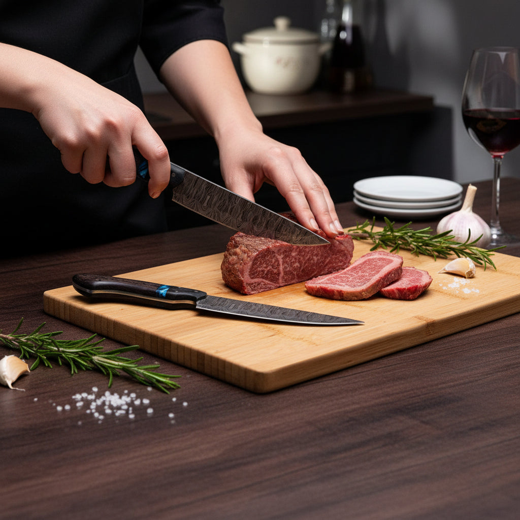 Premium Steak Knife Set – Razor Sharp Serration-Free Blades with Ergonomic Wood Handles (Set of 4)