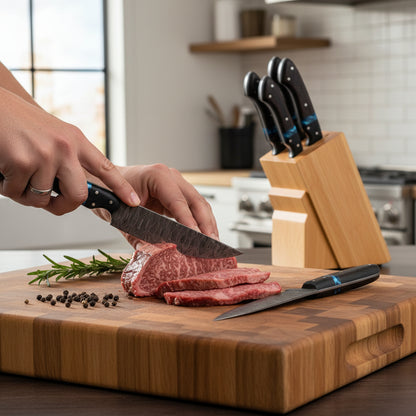 Premium Steak Knife Set – Razor Sharp Serration-Free Blades with Ergonomic Wood Handles (Set of 4)