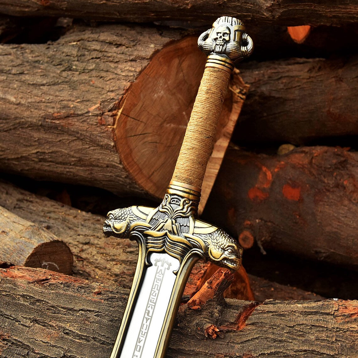 Handmade Conan Atlantean Sword 1095 Carbon Steel Brass Fittings, Black with Leather Sheath Viking sword - dark- conan sword