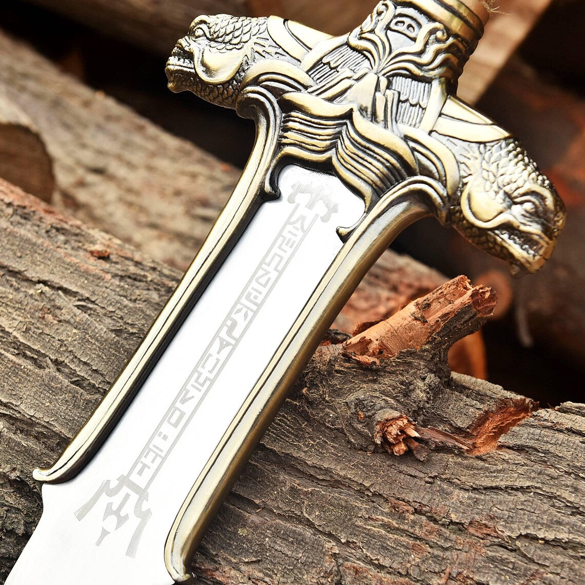 Handmade Conan Atlantean Sword 1095 Carbon Steel Brass Fittings, Black with Leather Sheath Viking sword - dark- conan sword