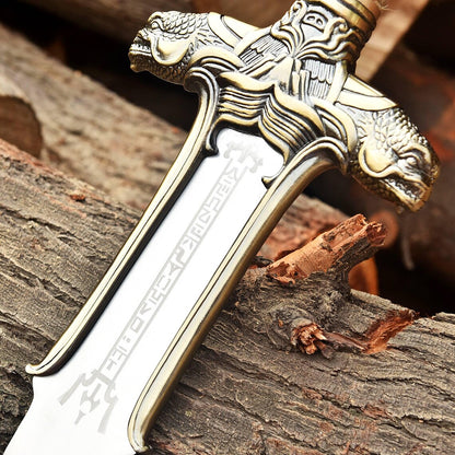 Handmade Conan Atlantean Sword 1095 Carbon Steel Brass Fittings, Black with Leather Sheath Viking sword - dark- conan sword