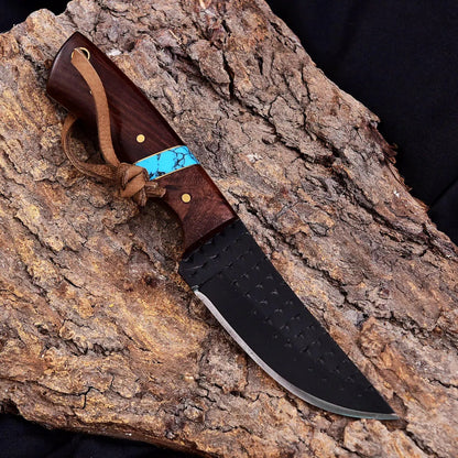 Western Belt Knife - 8" Handmade Rasp Steel Blade Razor sharp knife leather sheath