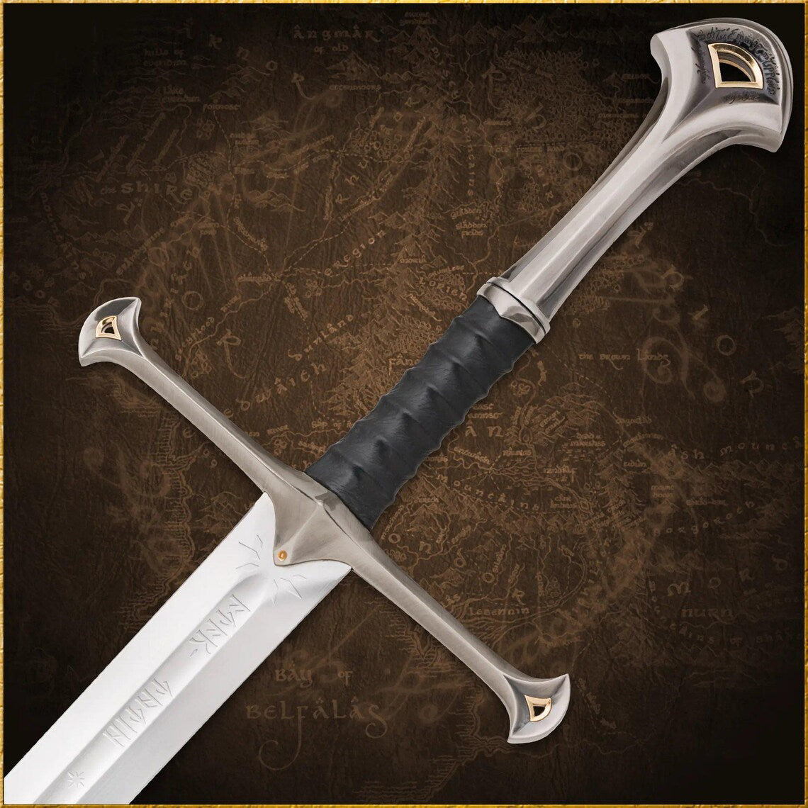 Anduril Sword Replica Full Size – Medieval Fantasy King Long Sword – Stainless Steel Engraved Display Sword