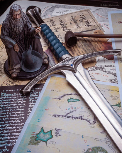 Glamdring Sword Replica 44 Inch – Medieval Fantasy Long Sword – Stainless Steel Display Sword with Blue Leather Grip