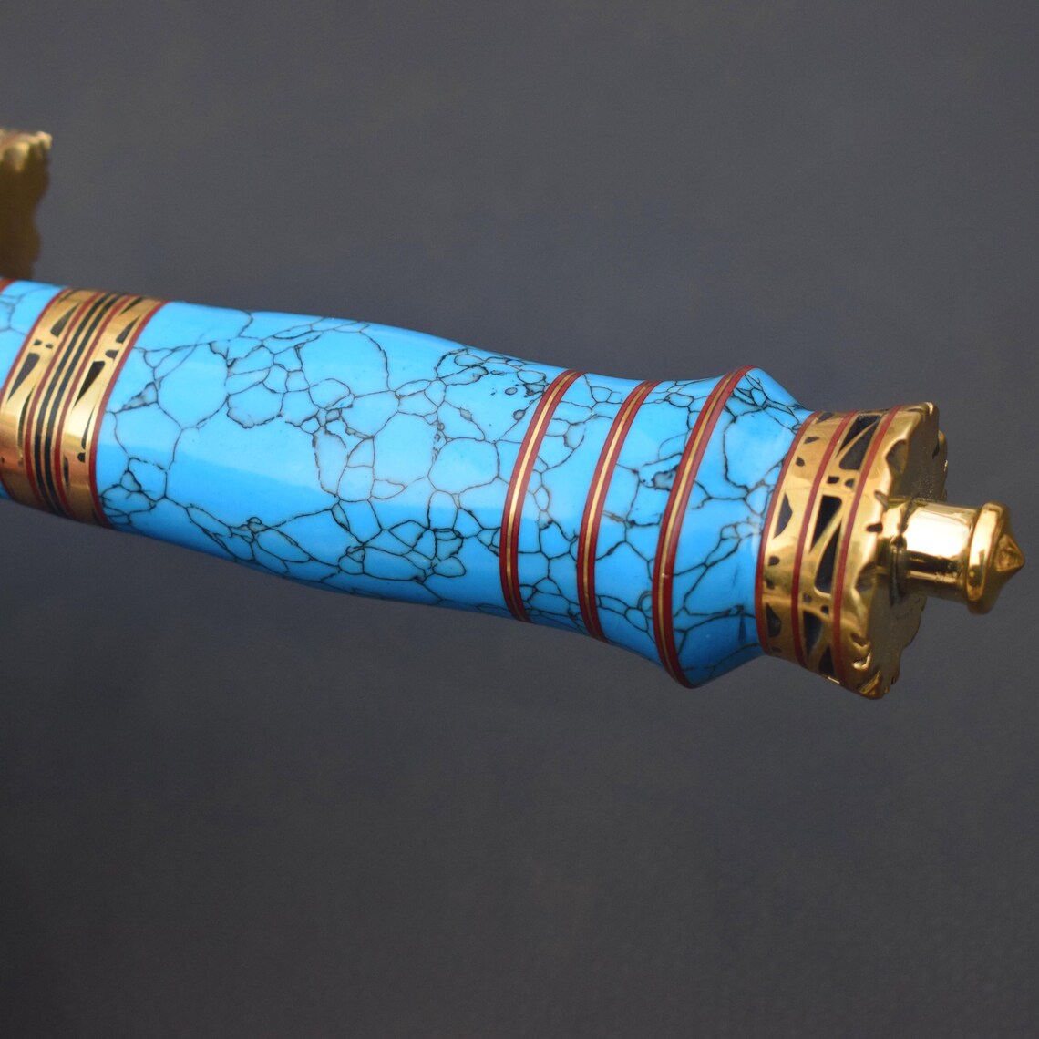 Handmade Stainless Steel Dagger Knife | Double Edge Fixed Blade with Blue Stone Handle