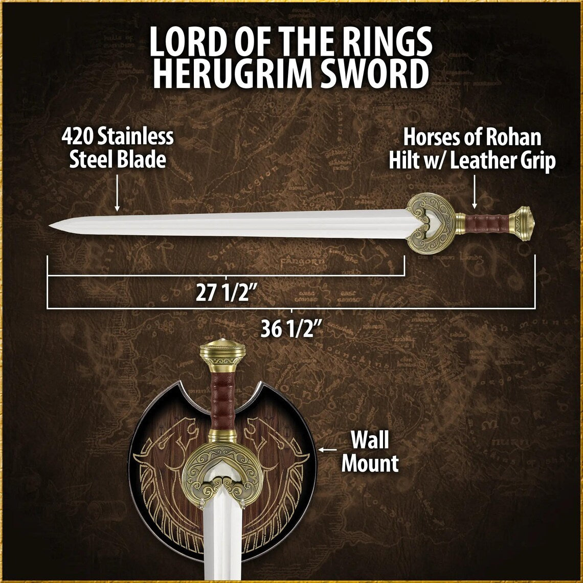 LOTR Replica 1/1 Herugrim Sword (Battle Forged Edition) 107 cm