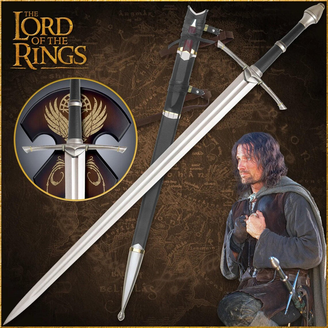 Andúril – Flame of the West Sword Replica Aragorn King Medieval Fantasy Sword medieval decor