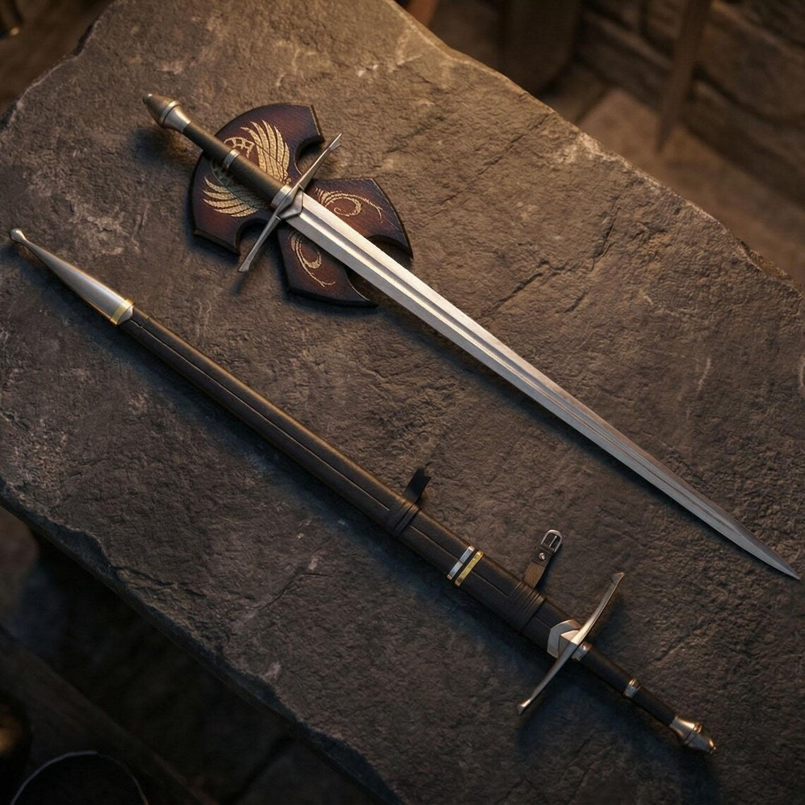 Andúril – Flame of the West Sword Replica Aragorn King Medieval Fantasy Sword medieval decor