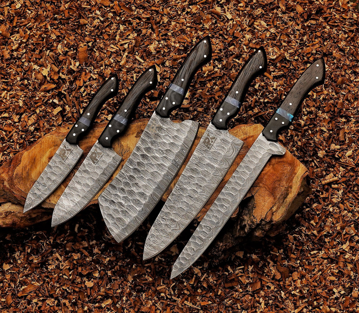 Premium Damascus Chef Knife Set – 5-Piece Professional Kitchen Collection