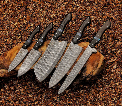 Premium Damascus Chef Knife Set – 5-Piece Professional Kitchen Collection